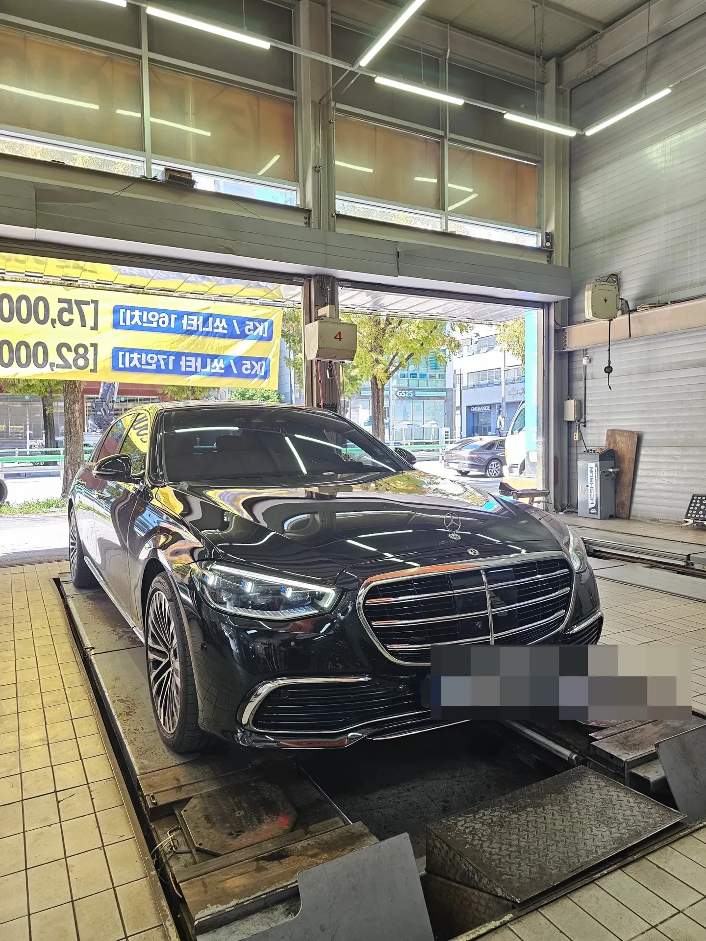 벤츠 S클래스 S450 255/40R20 입고 정면 — 20인치 순정 휠